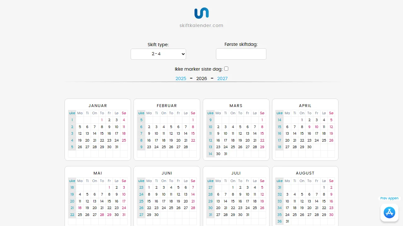 skiftkalender.com - Employee Shift Calendar App for iPhone Scheduling screenshot