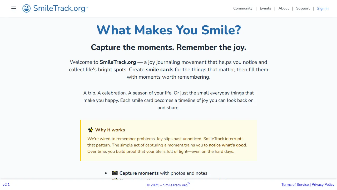 smiletrack.org - Online Habit Tracker Application screenshot