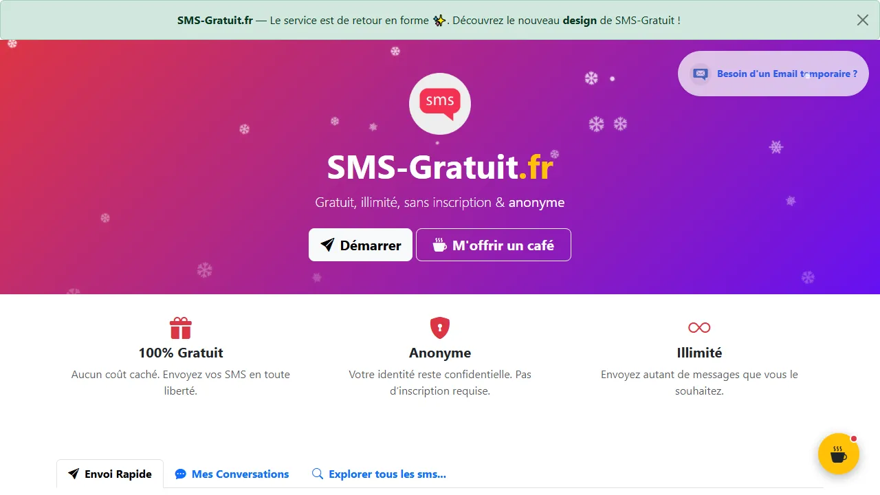 sms-gratuit.fr - Anonymous Text Messaging Online Free Tool screenshot