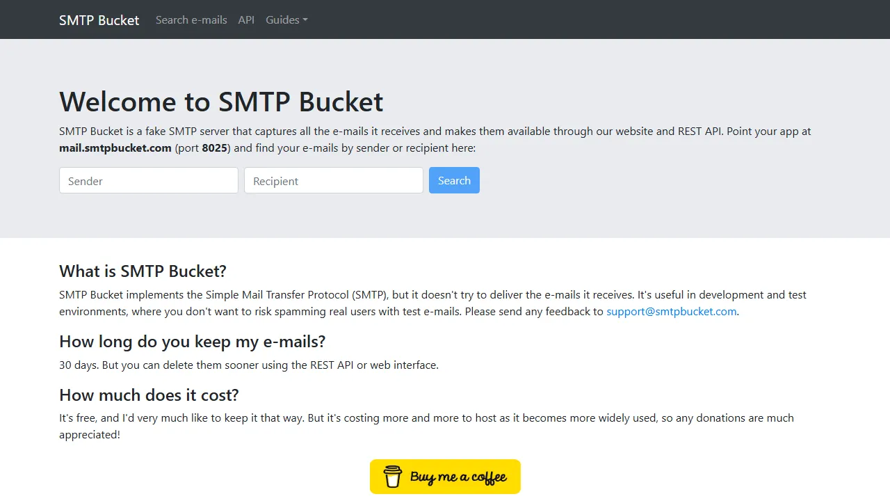 smtpbucket.com - Email Check Tool - Mail Tester Online screenshot