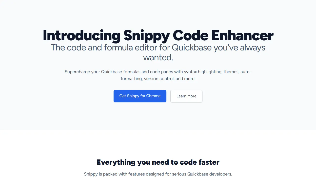 snippyforquickbase.com - Free Visual Studio Code Editor Extension screenshot