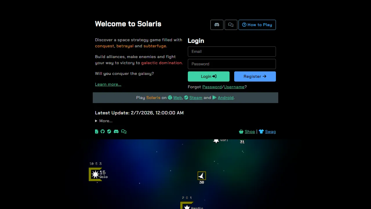 solaris.games - Open Source Space Strategy Game screenshot