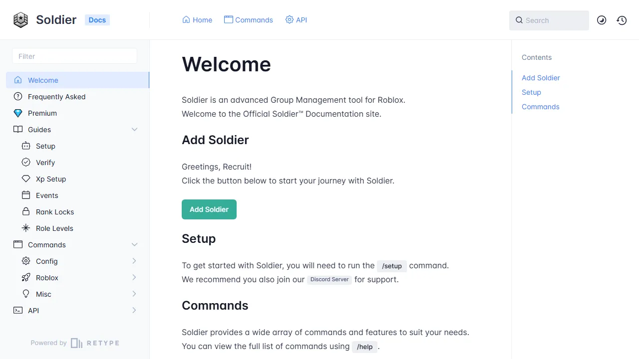 soldierbot.app - Discord Roblox Bridge For Group Management screenshot