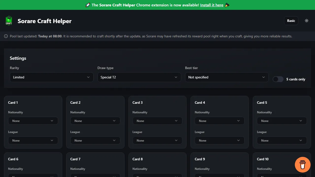 sorare-craft-helper.lovable.app - Free Tool to Optimize Crafts and Play Smarter screenshot