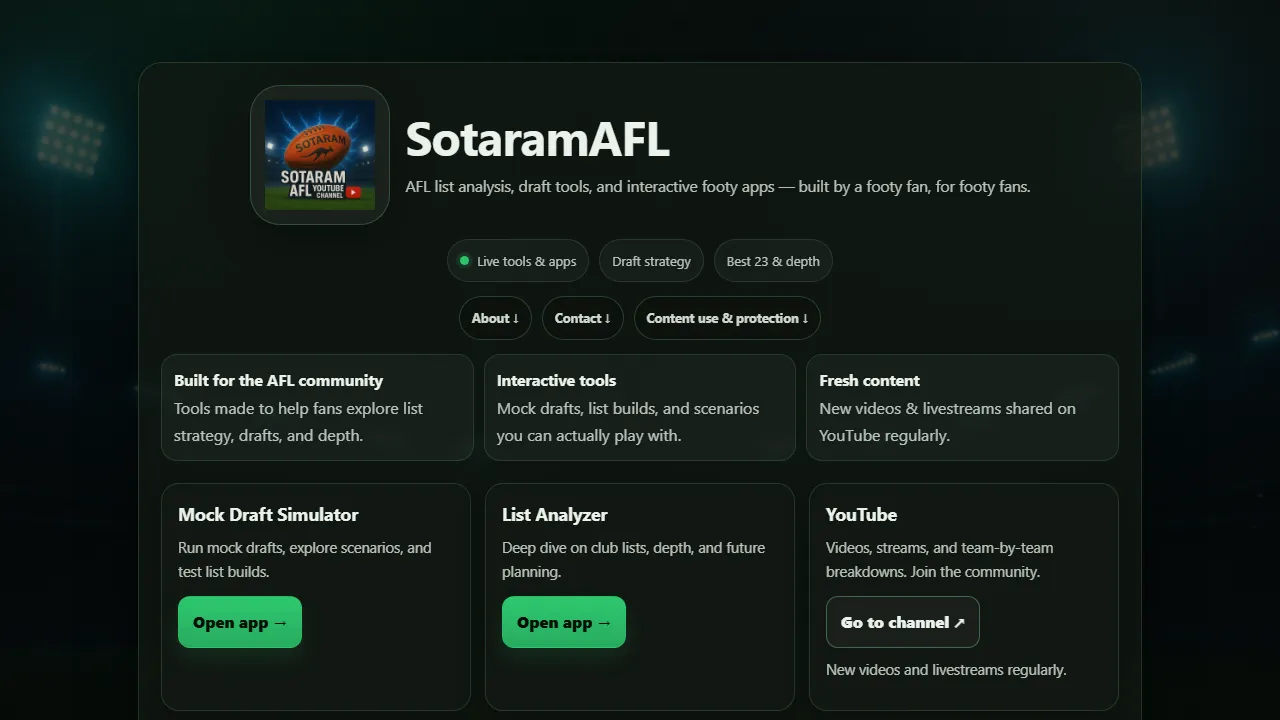 sotaramafl.com - NFL Draft Mock Simulator Tool Online screenshot