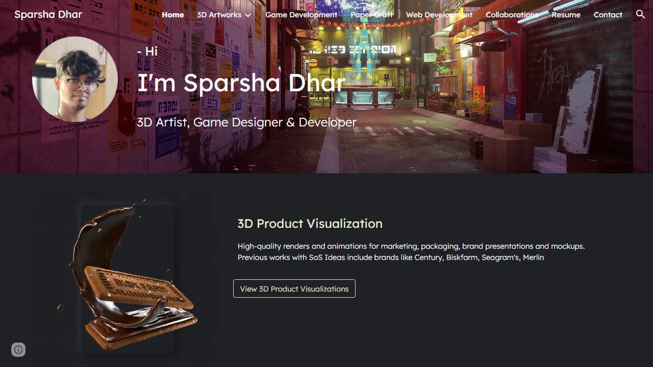 sparshadhar.com - Game Plugin and 3D Visualization Services screenshot