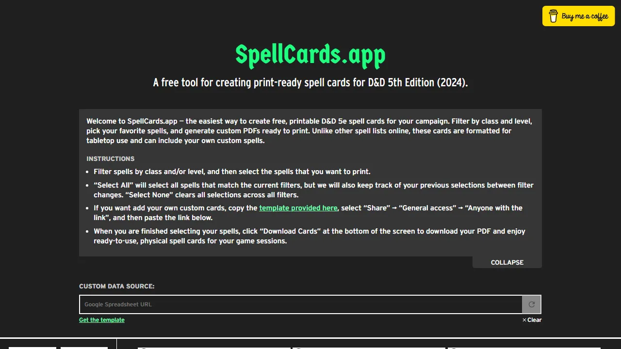 spellcards.app - Free D&D Character Builder Tool screenshot