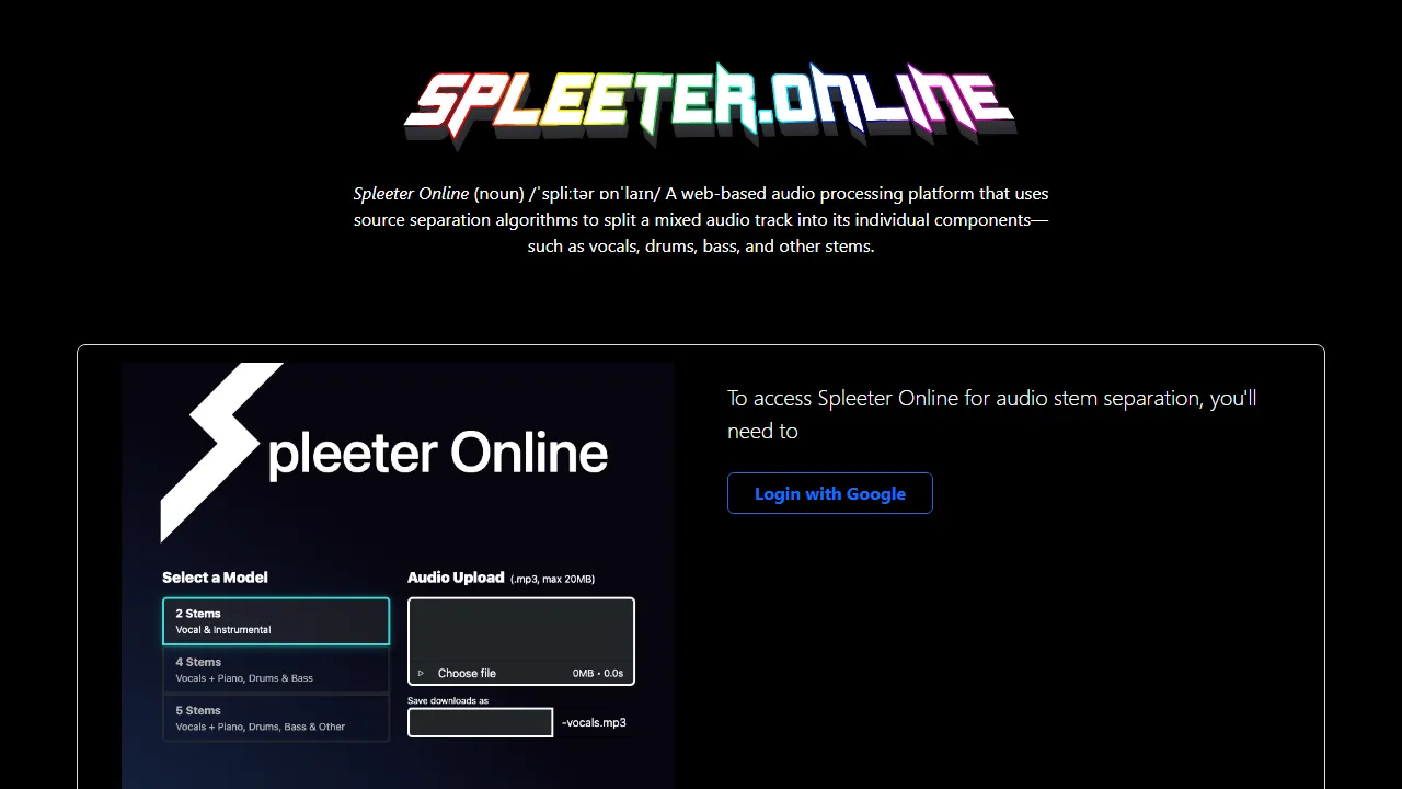 spleeter.online - Separate Voice From Music And Video Audio screenshot