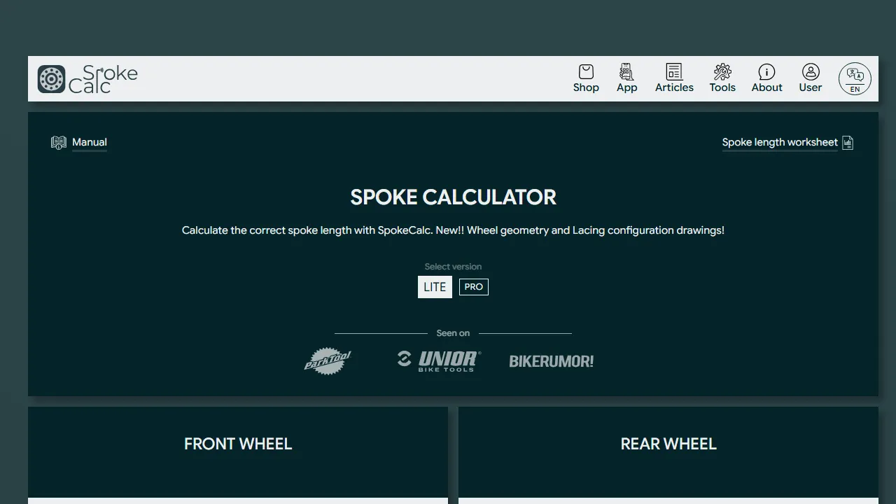spokecalc.io - Wheel Build Calculator for Pro Wheel Builders screenshot