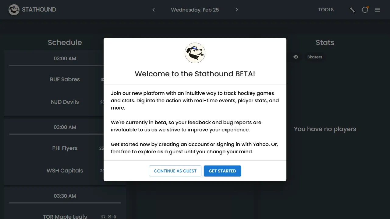 stathound.app - Fantasy Hockey Platform for Enthusiasts screenshot