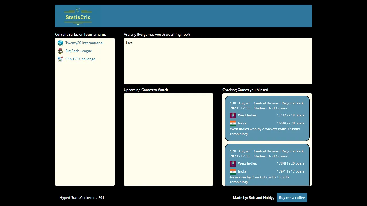 statiscric.com - Cricket Stats and Virat Kohli Data screenshot