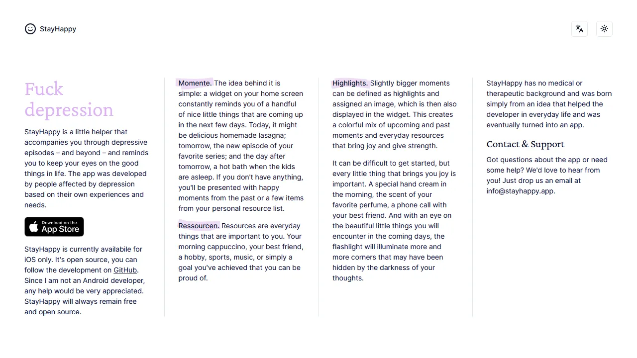 stayhappy.app - Open Source Mental Health Application screenshot