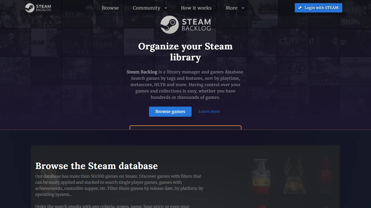steam-backlog.com - Free Steam Library Game Organizer screenshot
