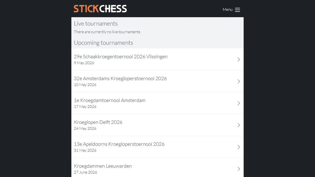 stickchess.com - Manage Tournaments and Pair Players screenshot
