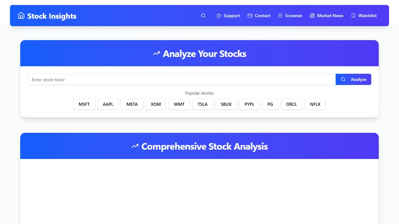 stockinsights.net - Free Stock Analysis Webapp screenshot