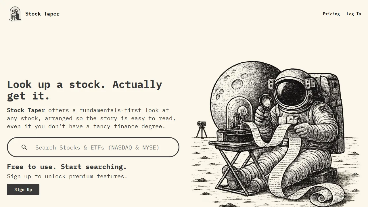 stocktaper.com - Meta Stock Software for Investment Analysis screenshot