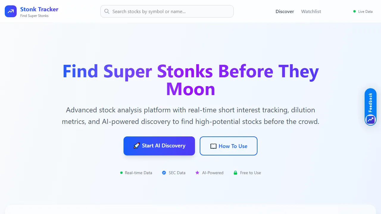 stonktracker.com - Stock Market Analysis Tool for Retail Traders screenshot