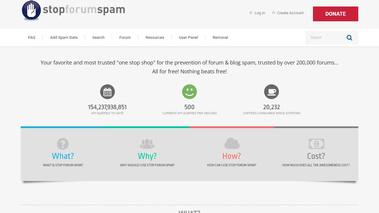 stopforumspam.com - Leading Spammer Detection and Blocking screenshot