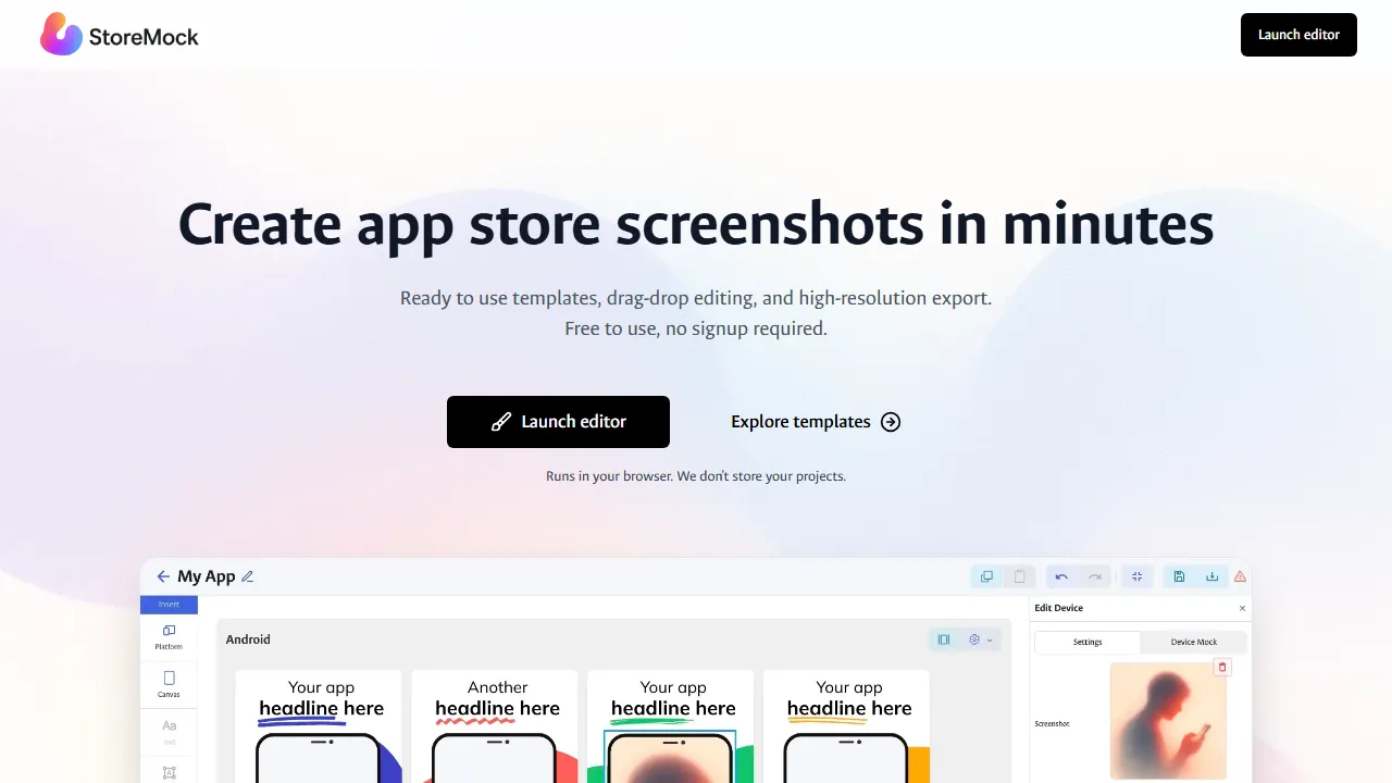 storemock.com - Free App Store Screenshot Generator Tool screenshot
