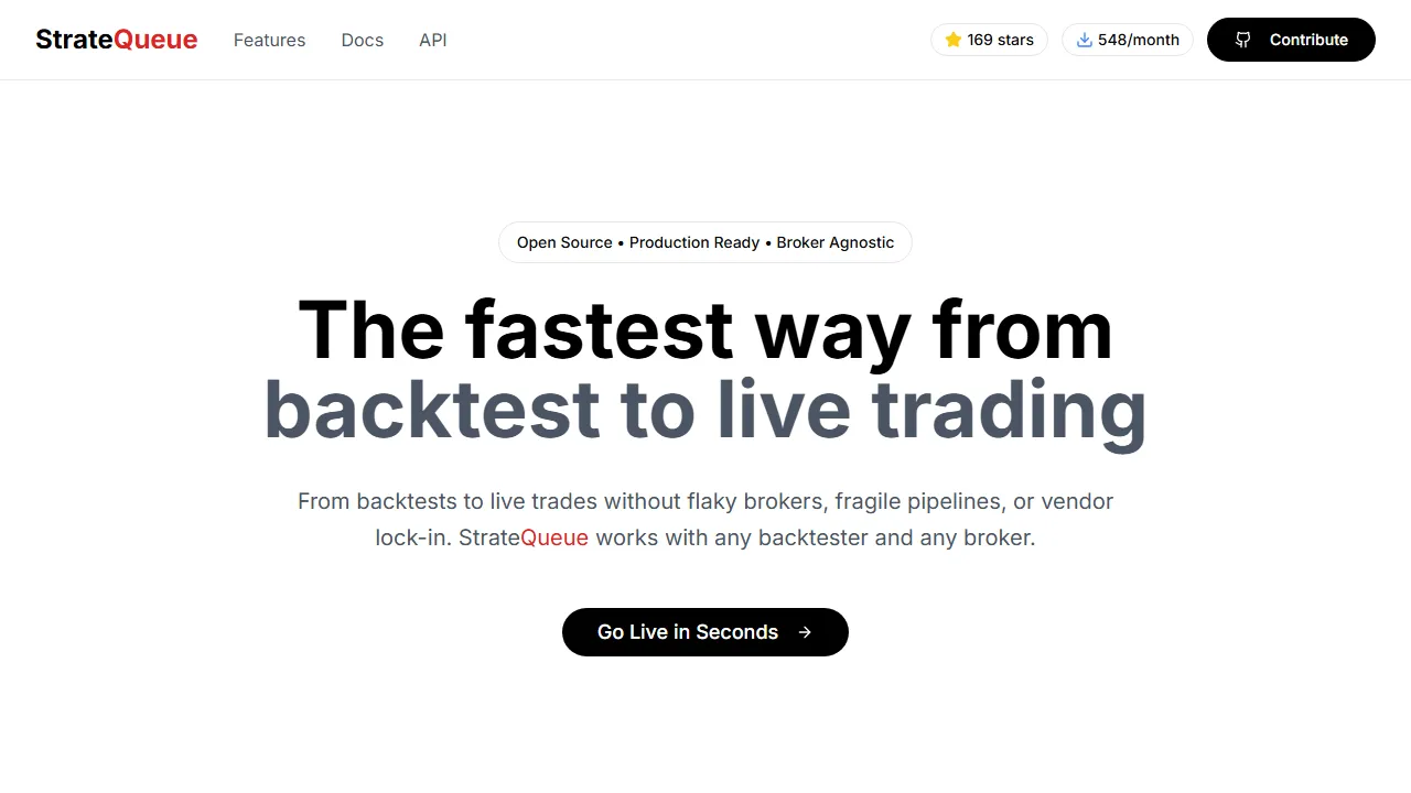 stratequeue.com - Open Source Algorithmic Trading Software Platform screenshot