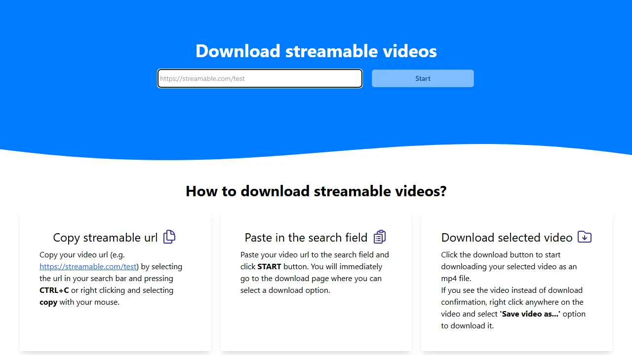 streamabledl.com - Online Video Download Service screenshot