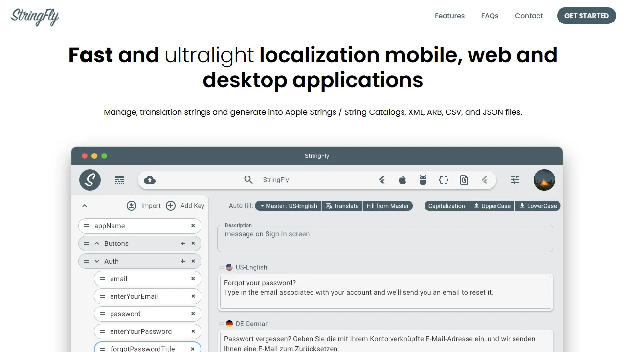 stringfly.app - Localization Project Management for Apps and More screenshot