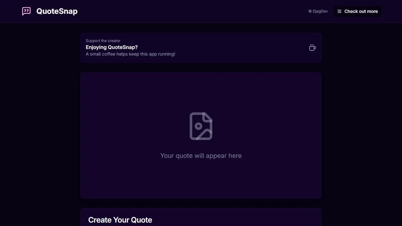 studio--studio-4086450357-35699.us-central1.hosted.app - Free Quote Image Generator From Screenshots screenshot