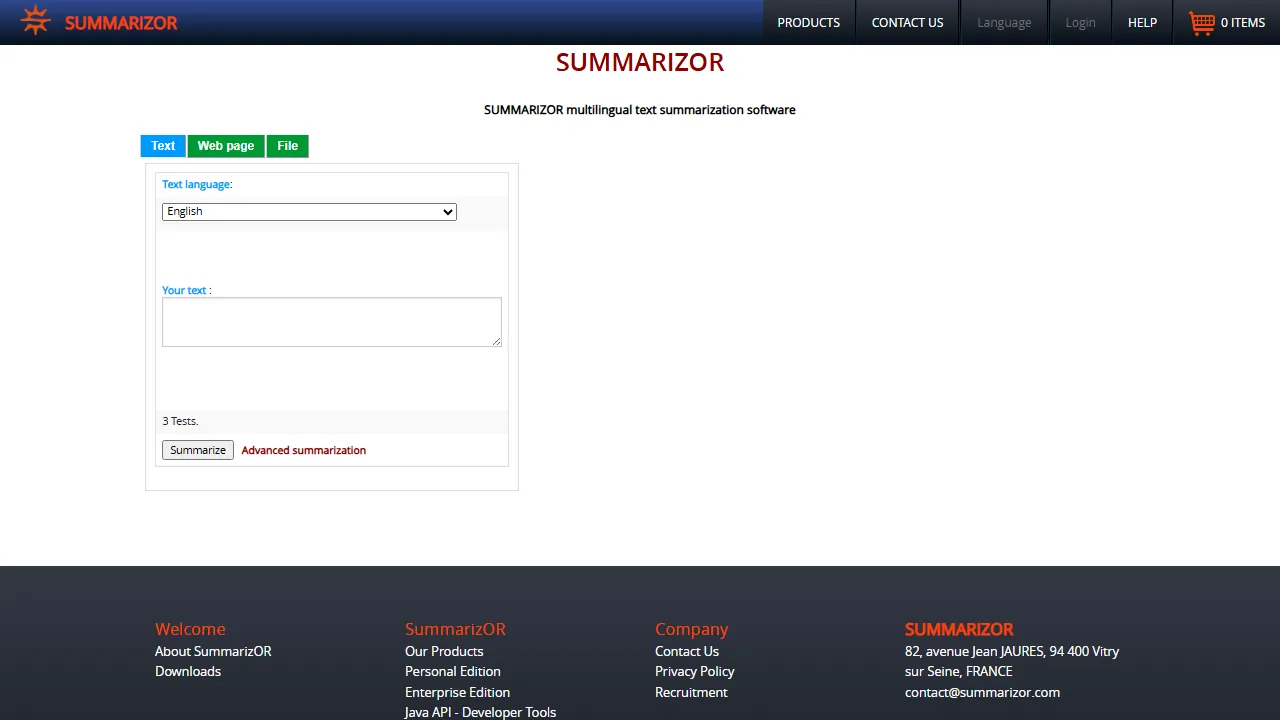 summarizor.com - Free Online Text Summarizer Tool screenshot