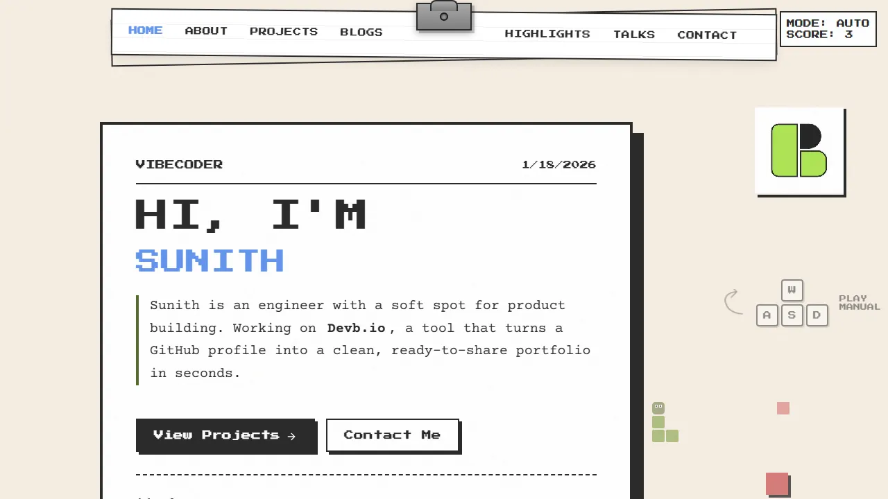sunithvs.com - AI-Powered Developer Portfolio Generator screenshot