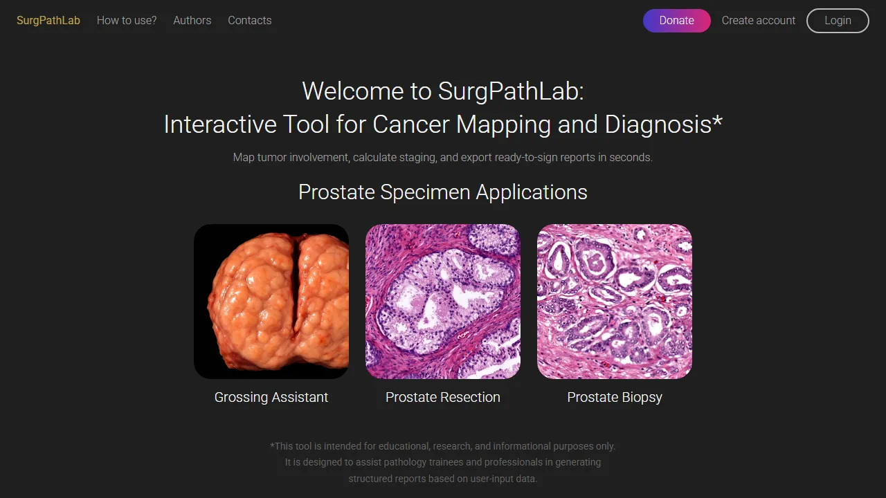 surgpath.org - Cancer Mapping Tool for Diagnosis and Reports screenshot