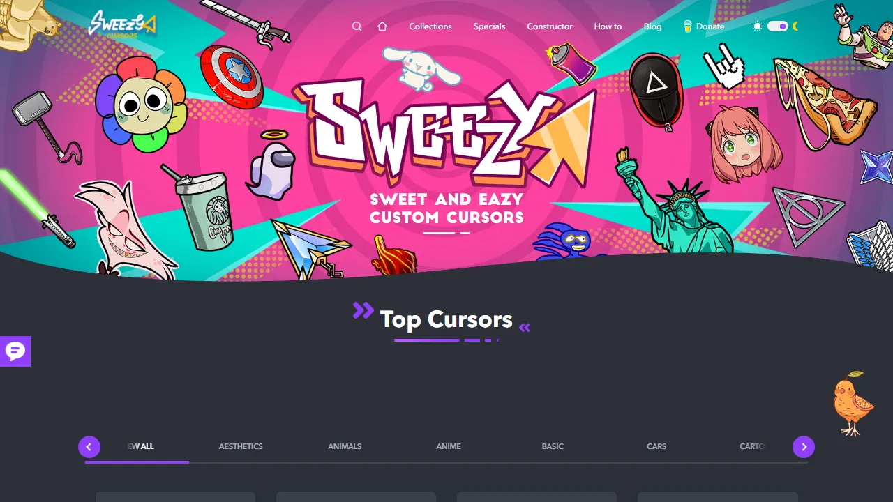 sweezy-cursors.com - Cute Cursor and Doodle Customization Tool screenshot