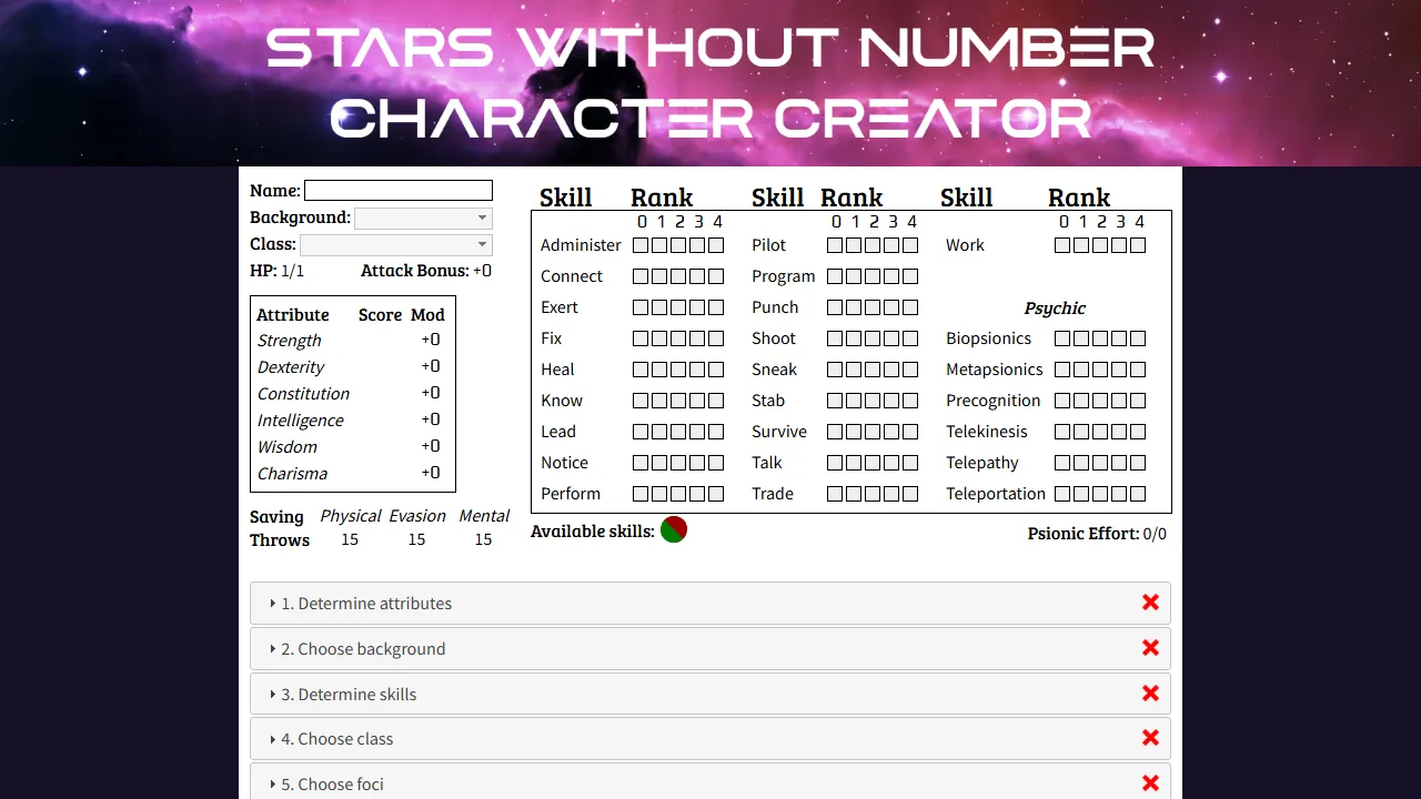swncharactercreator.com - D&D Character Sheet Generator Online Tool screenshot