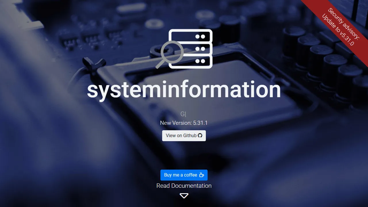 systeminformation.io - Popular NPM System Information screenshot