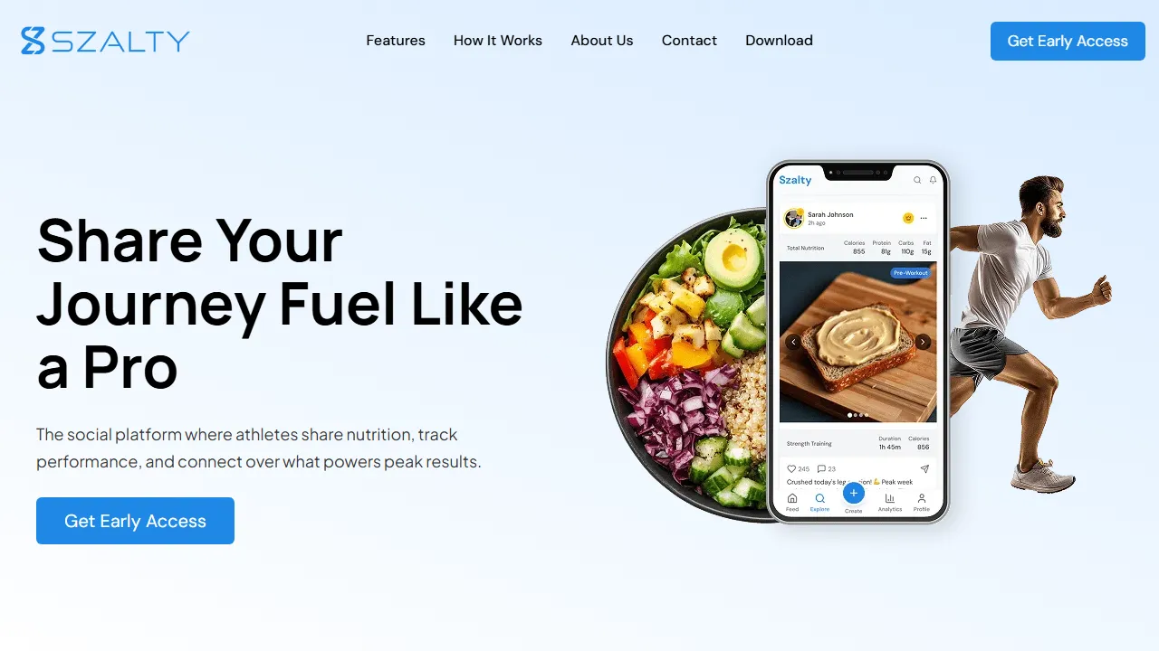 szalty.com - Fitness Tracking App for Athletes and Nutrition screenshot