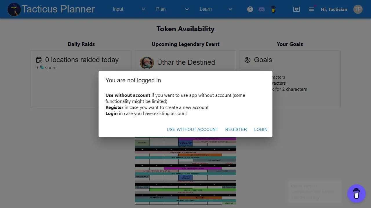 tacticusplanner.app - Free Online Game Planner for Events screenshot