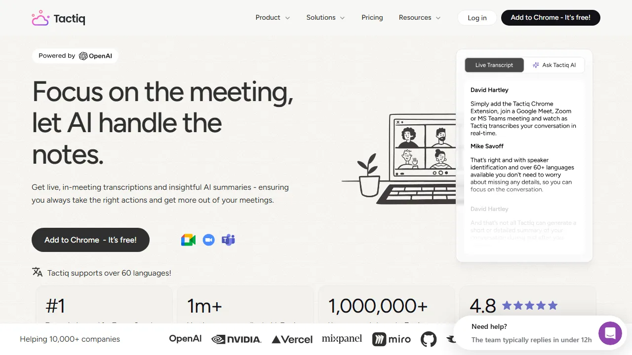 tactiq.io - Chrome Extension for Meeting Transcription screenshot