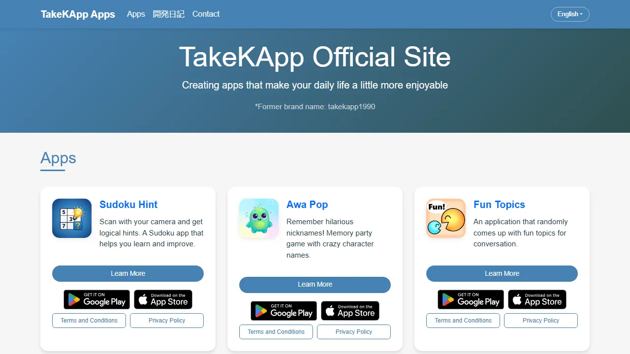 takekapp1990.github.io - Mobile App Development Platform For Everyday Use screenshot