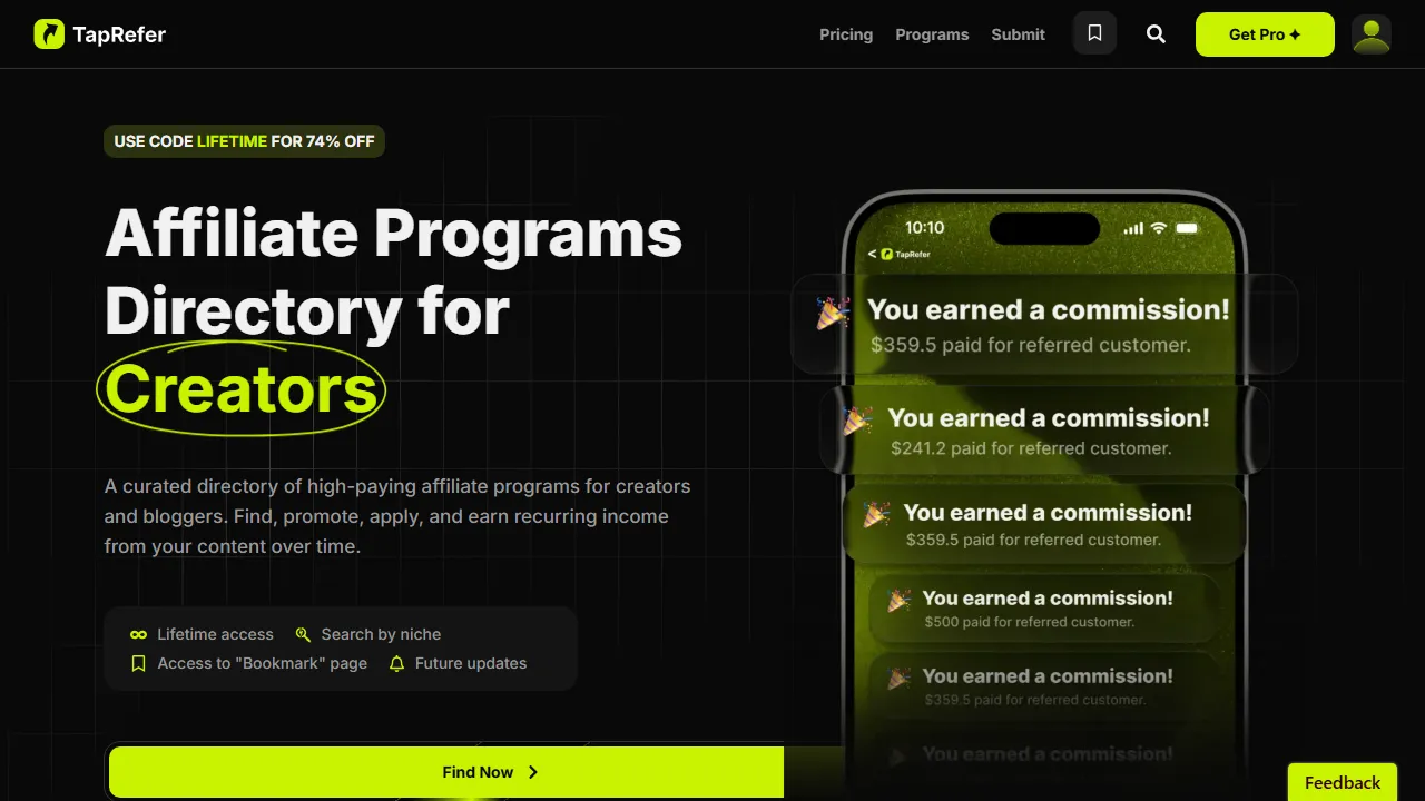 taprefer.com - Affiliate Program Discovery Platform to Earn screenshot