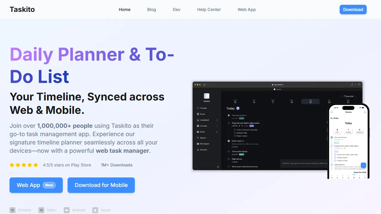 taskito.io - Calendar, To-Do List and Project Organizer screenshot