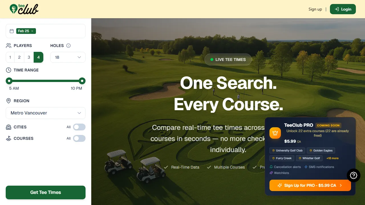 teeclub.golf - Find and Book Golf Tee Times screenshot