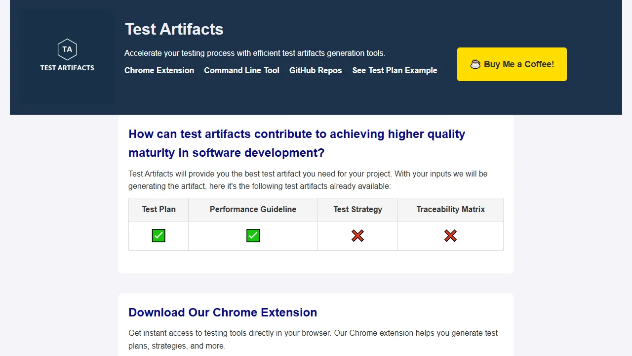 test-artifacts.github.io - Open Source Testing Tool for Engineers screenshot