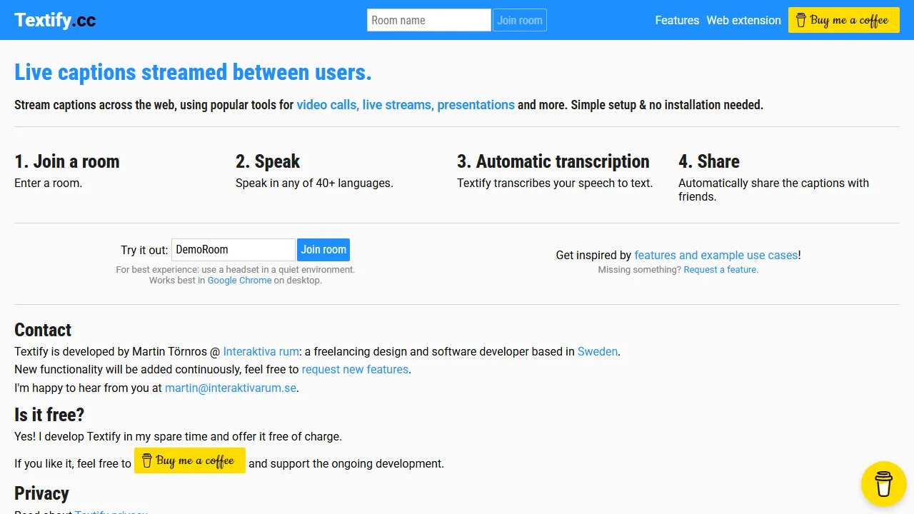 textify.cc - Free Live Captioning Tool for Everyone screenshot