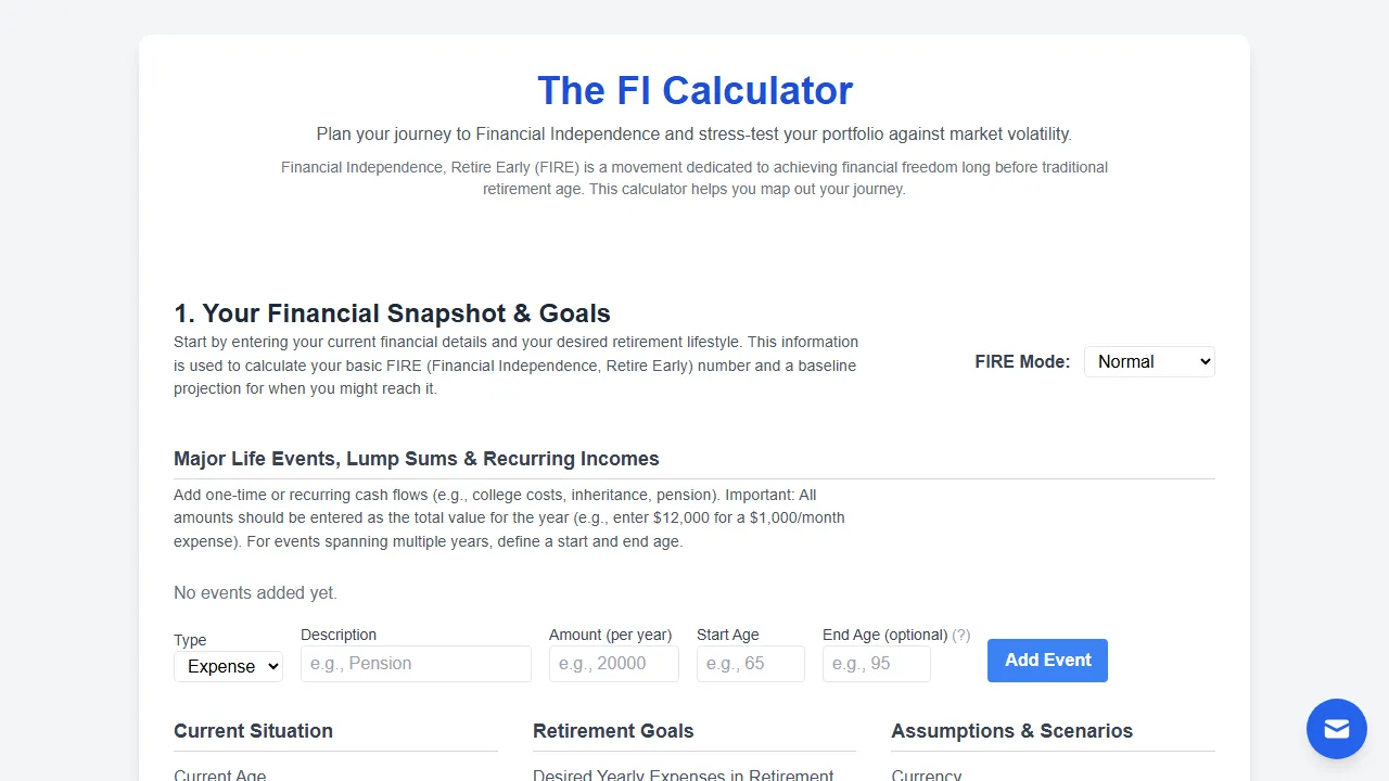 theficalculator.com - FIRE Retirement and Financial Independence Calculator screenshot