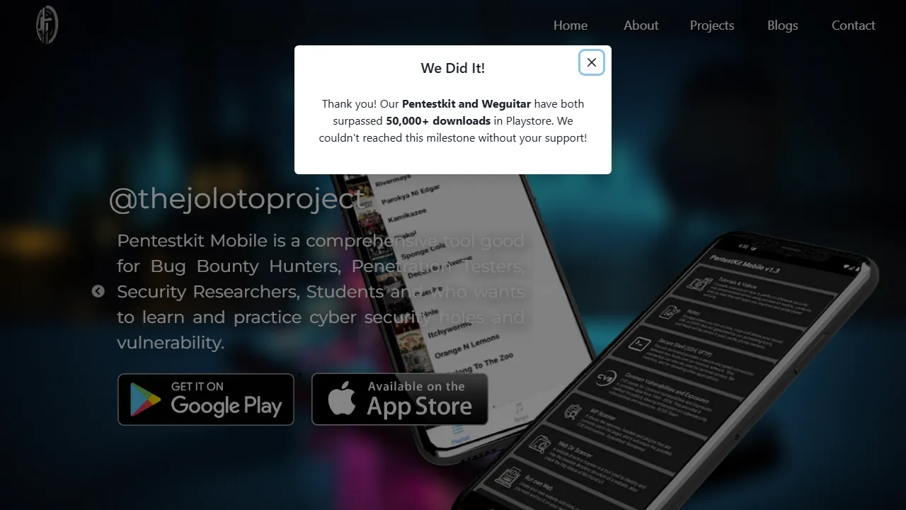 thejolotoproject.com - Cyber Security App for Android Pentesting screenshot