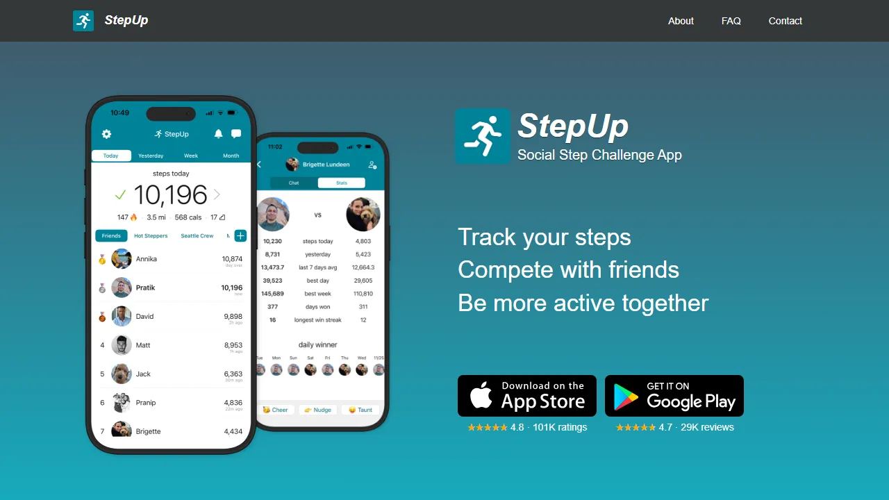 thestepupapp.com - Social Fitness App for Workout Motivation screenshot