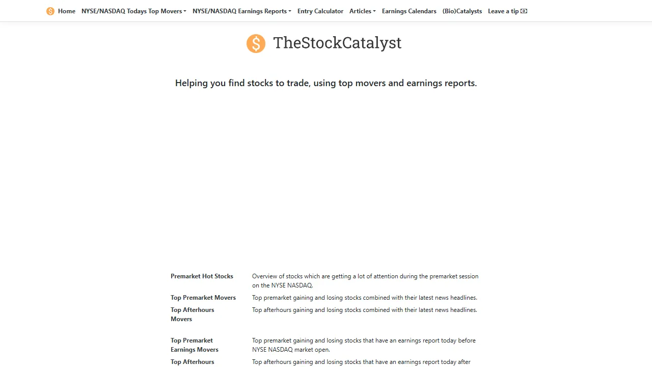 thestockcatalyst.com - Dow Stock Chart Tool For Market Analysis screenshot