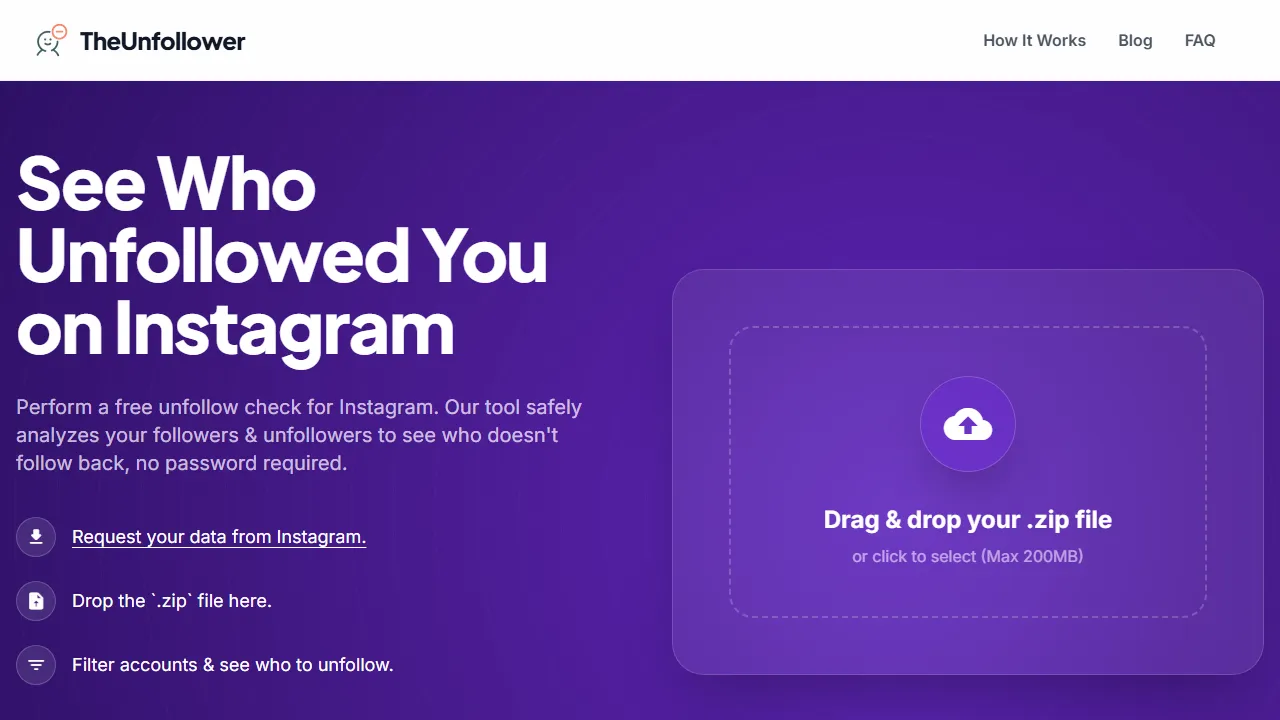 theunfollower.com - Manage IG Followers - Instagram Follower Management Tool screenshot