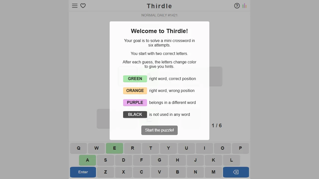 thirdle.org - Fun Online Word Puzzle Game screenshot