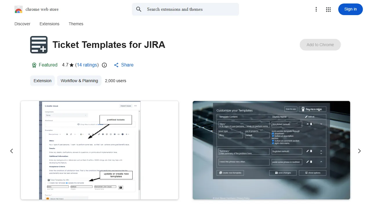 Steven - Support Jira Ticket Templates screenshot