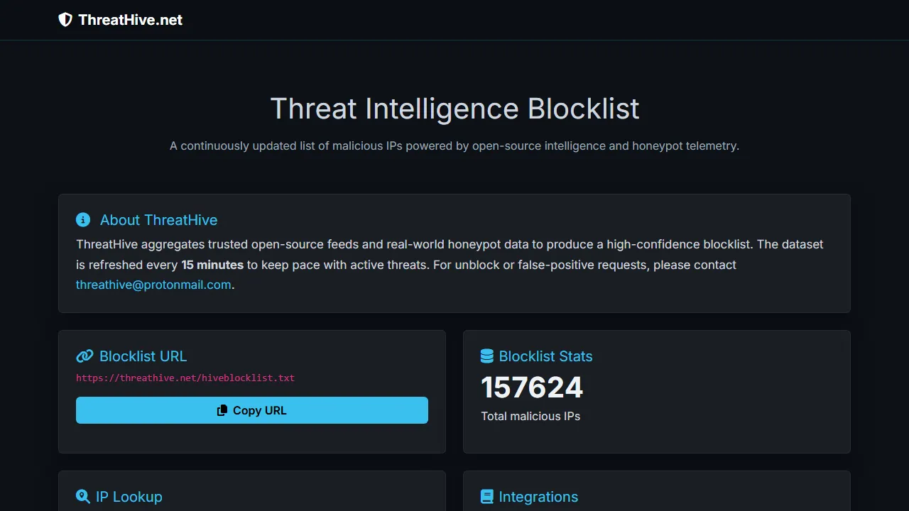 threathive.net - Cyber Threat Intelligence Platform for Everyone screenshot